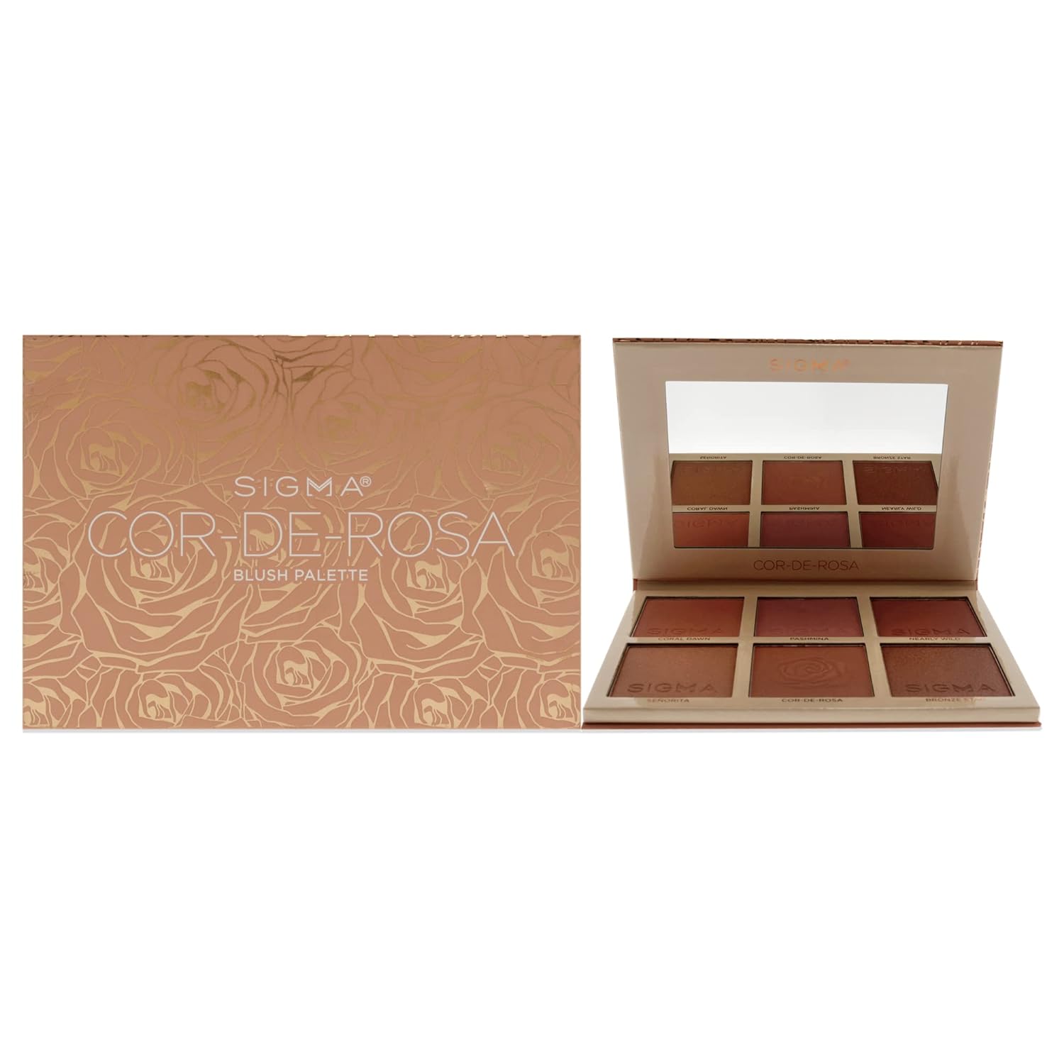 Sigma Beauty Cor-de-Rosa Blush Palette - ushed Neutral Matte Blush Palette - Long Lasting Blush Pressed Powder - Gluten Free, Cruelty Free, Vegan Makeup Palette - Cor-de-Rosa