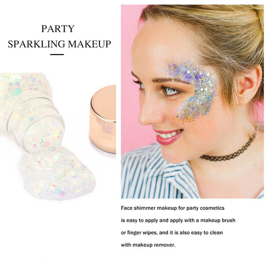 Kilshye Glitter Eye Shadow Metallic Highly Pigment Eyeshadow Sequin Cosplay Party Eyes Makeup for Women and Girls Pack of 1 (White)