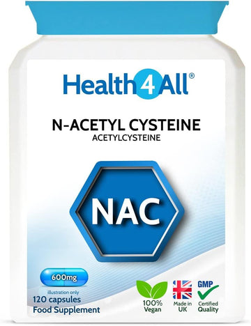 Health4All NAC Supplement 600mg 120 Capsules Vegan N-Acetyl Cysteine f110 Grams
