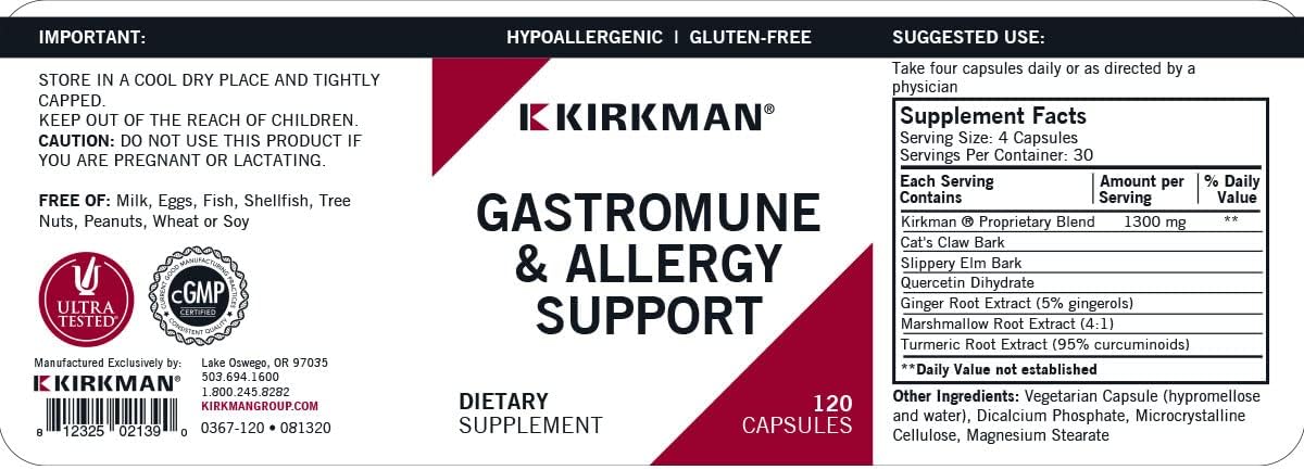 Kirkman Gastromune Allergy Support - Hypoallergenic-120 Vege