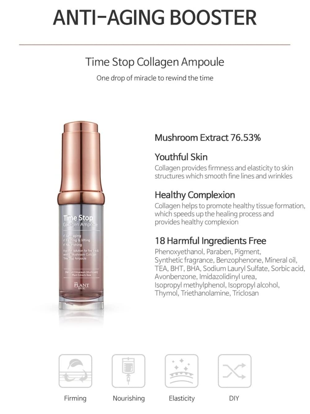 Esupli.com THE PLANT BASE Time Stop Collagen Ampoule 20ml Mushroom Extr