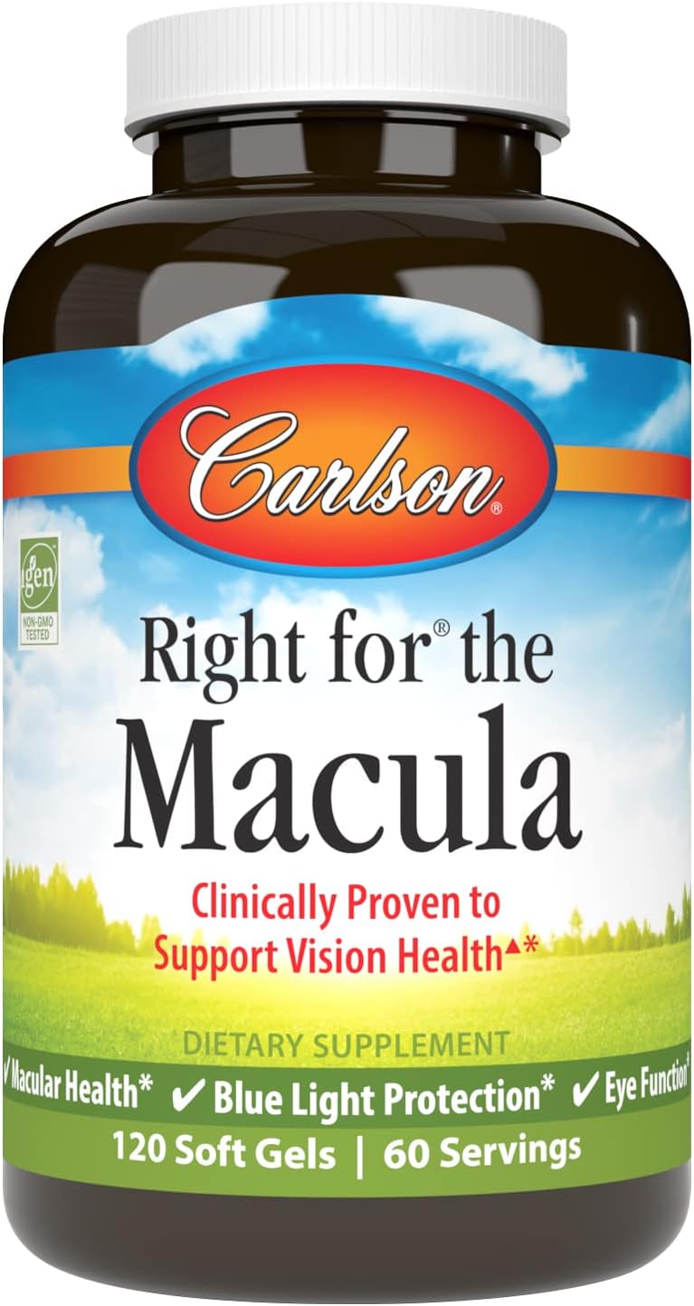 Carlson - Right for The Macula, Clinically Proven to Support Vision Health, Macular Health, Blue Light Protection & Eye Function, 120 Softgels