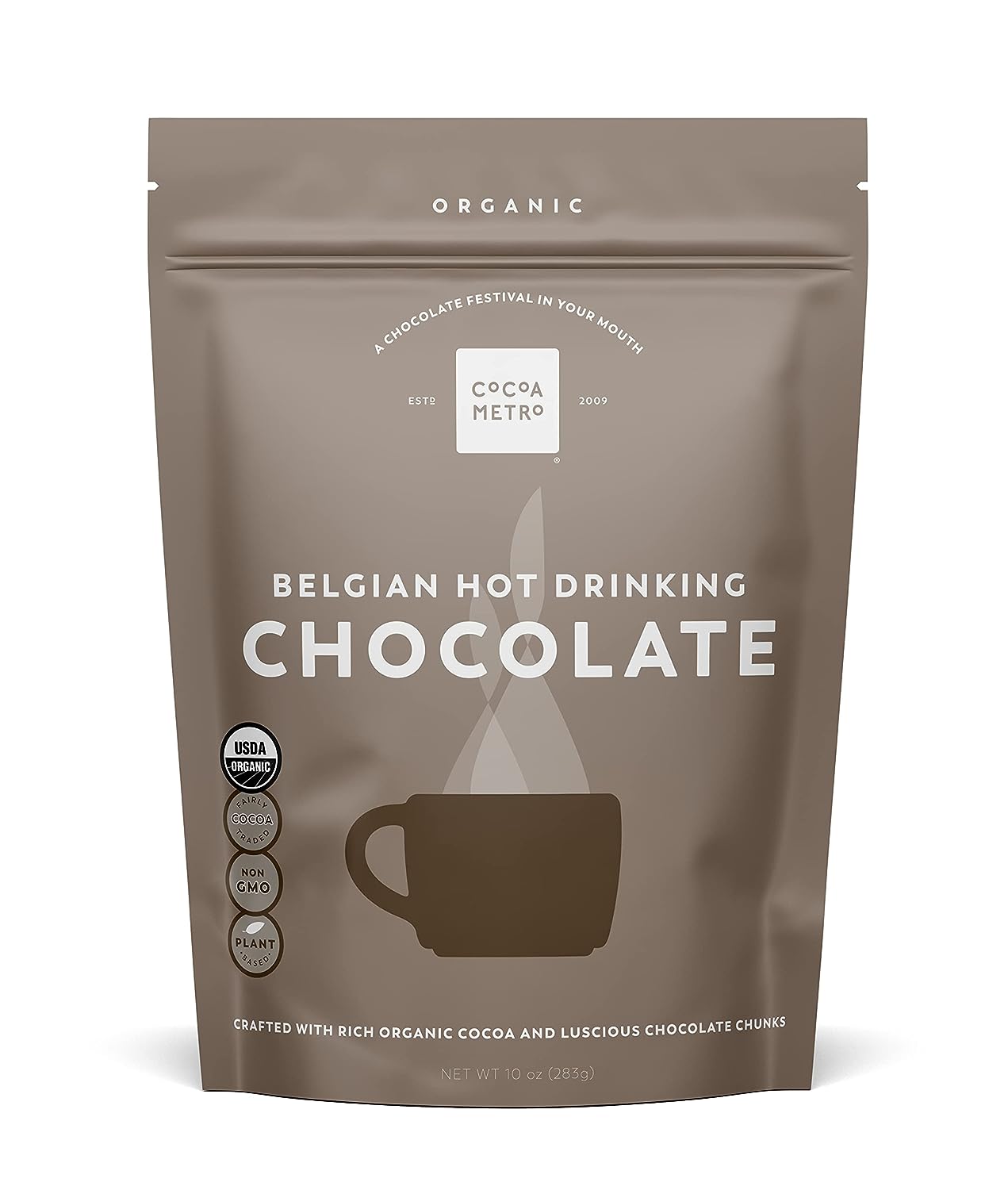 Cocoa Metro Organic Belgian Drinking Chocolate (3-Pack), Organic Hot Chocolate With Chunks Of Rich Chocolate, European Craft Cacao Roasting Brings Out Fullest Chocolate Flavor, Non-Gmo Hot Cocoa
