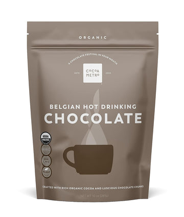Cocoa Metro Organic Belgian Drinking Chocolate (3-Pack), Organic Hot Chocolate With Chunks Of Rich Chocolate, European Craft Cacao Roasting Brings Out Fullest Chocolate Flavor, Non-Gmo Hot Cocoa