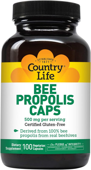 Country Life Bee Propolis Caps, 500Mg Per Serving, 100 Vegetarian Caps