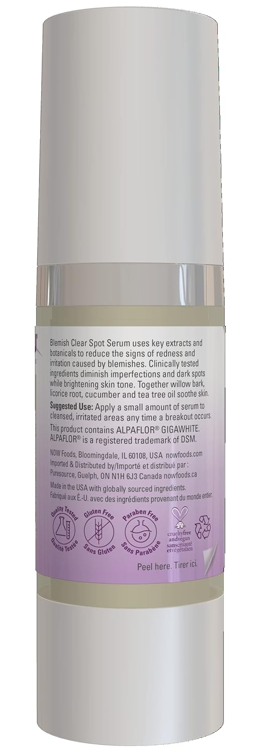 NOW Solutions, Blemish Clear Spot Treatment, Reduces Redness and Irritation, Purify, 0.5-uid