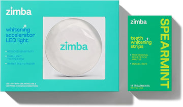 Zimba Teeth Whitening LED Light Kit with 14 Professional-Grade Whitening Strips (Spearmint)