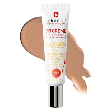 Erborian BB Cream with Ginseng - Lightweight Buildable Coverage with SPF & Ultra-Soft Matte Finish Minimizes Pores, Blemishes & Imperfections - Korean Face Makeup & Skincare