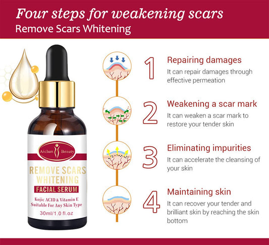 AICHUN BEAUTY Scar Removal Facial Serum Pimples Stretch Marks Face Moisturizing Body Remove Scars Kojic Acid Vitamin E 30ml