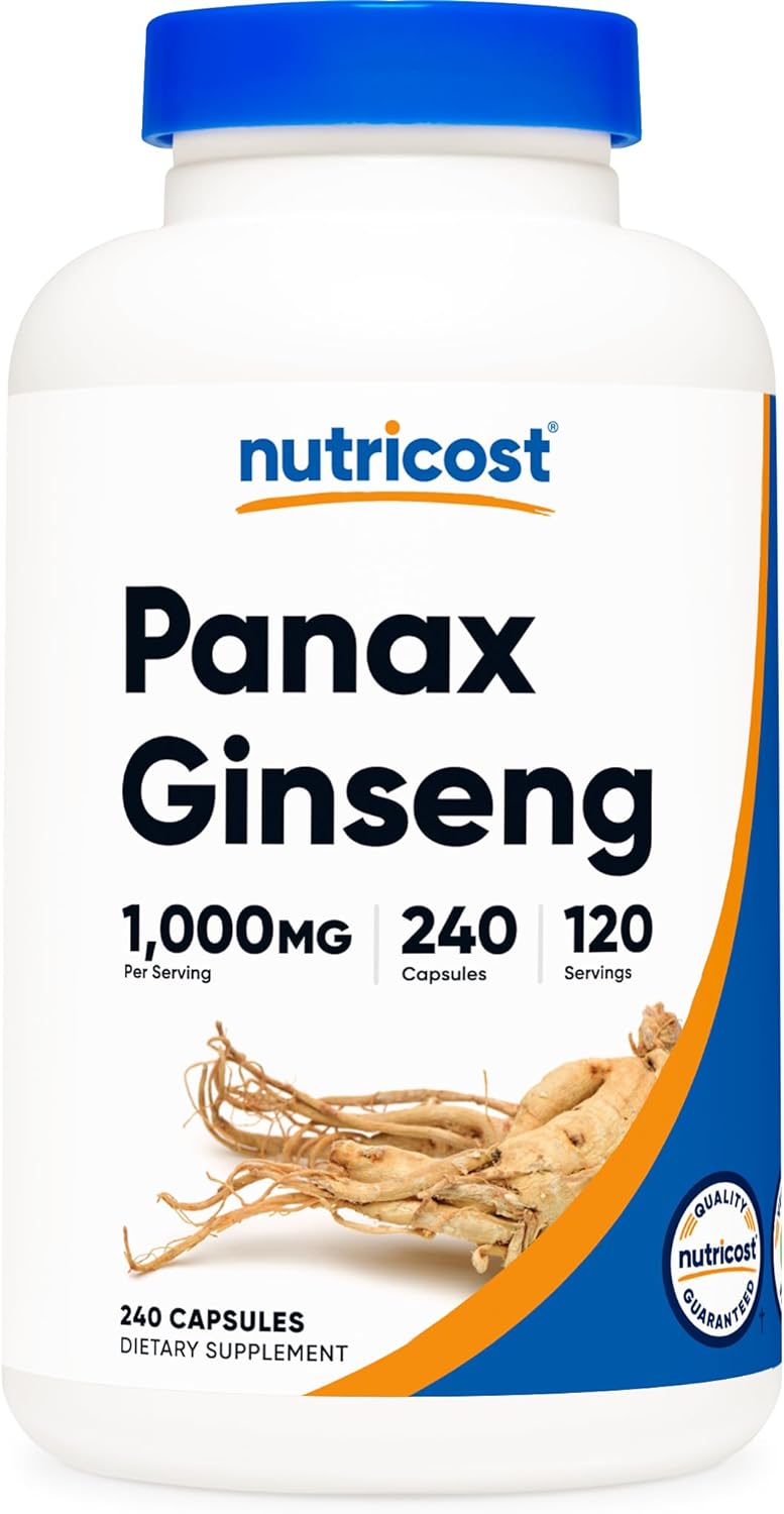 Nutricost Panax Ginseng 1000mg, 240 Capsules - Non GMO, Glut