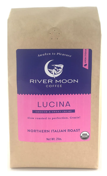 River Moon Coffee, Organic Espresso Beans Whole, Italian Style Medium Roast, USDA Certified Organic, 100% Arabica, Non-GMO, Direct Trade, Lucina Blend
