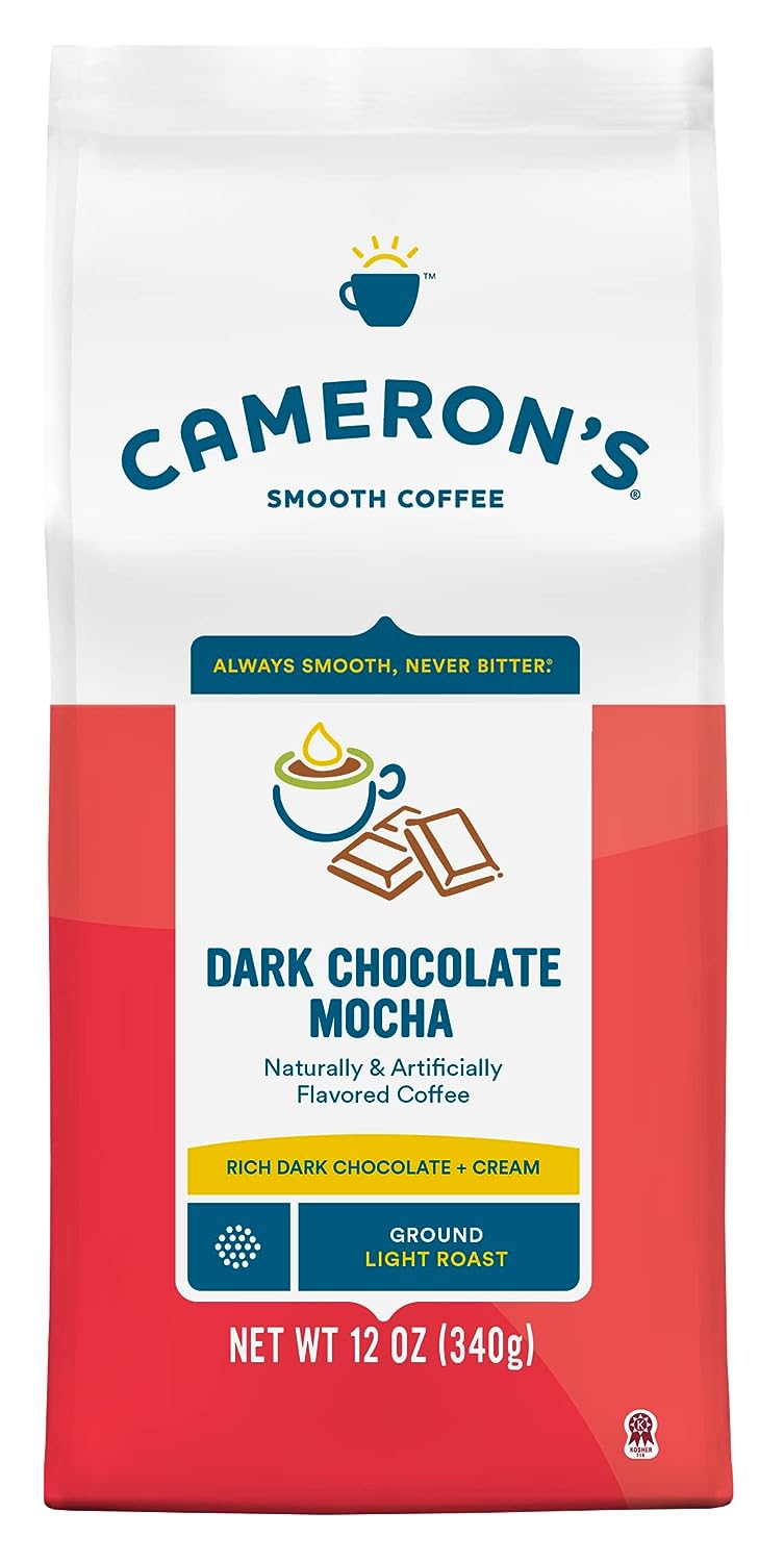 Cameron's Coffee Dark Chocolate Mocha Flavored Ground Coffee, Light Roast, 100% Arabica, Bag, (Pack of 1)