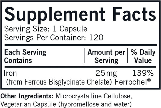 Iron 25 mg Bio-Max Series Capsules - Hypo - 120 ct