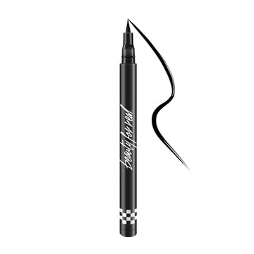 Beauty For Real Finish Line Liquid Eyeliner, Jet Black - 24-Hour Wear - Highly Pigmented, Transfer-Resistant, Waterproof Formula - Ultra-Precise Brush Tip - 0.05