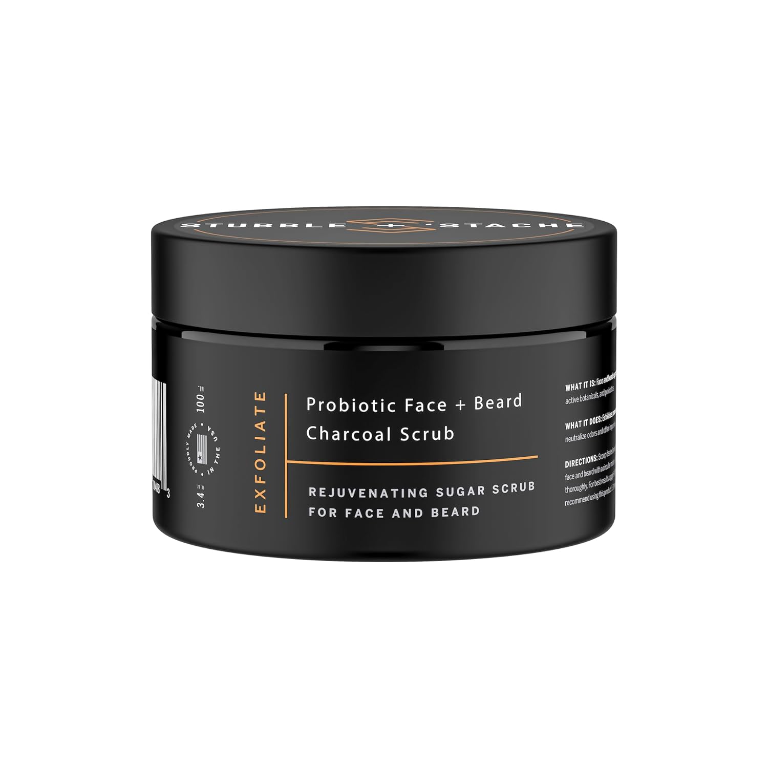 Exfoliate: Probiotic Face + Beard Charcoal Sugar Scrub