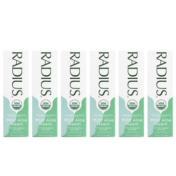 RADIUS - Organic Coconut Oil Toothpaste, USDA Organic Certified (Mint Aloe Neem, 3 , 6pack)
