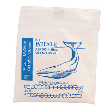 American Orthodontics Elastics Wildlife Blue Whale | Maximum, 14 , 5/16" Size, 50 Packs Per Box, 2,500 Elastics | Made in The USA | Exacting Dimensions, Precision Cutting, Top Quality Latex Tubing