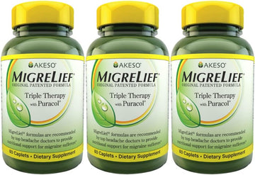 MigreLief Original Formula Triple Therapy with Puracol, 60 Count (Pack