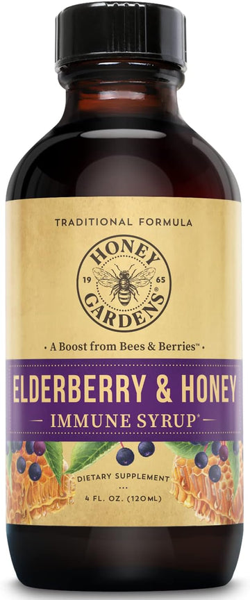 Honey Gardens Elderberry Syrup with Grade A Raw Honey, Propolis, Organ