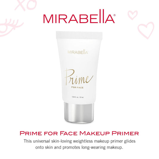 Prime for Face Makeup Primer by Mirabella Beauty - Weightless Face Primer Preps, Primes, Perfects & Protects - Silky, Smooth & Perfect Base for Foundation - All Skin Types - 25 /0.86