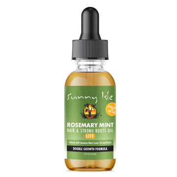 Sunny Isle Rosemary Mint Hair and Strong Roots Oil Lite 2oz | For Light, Thin Hair | Infused with Biotin & Jamaican Blac