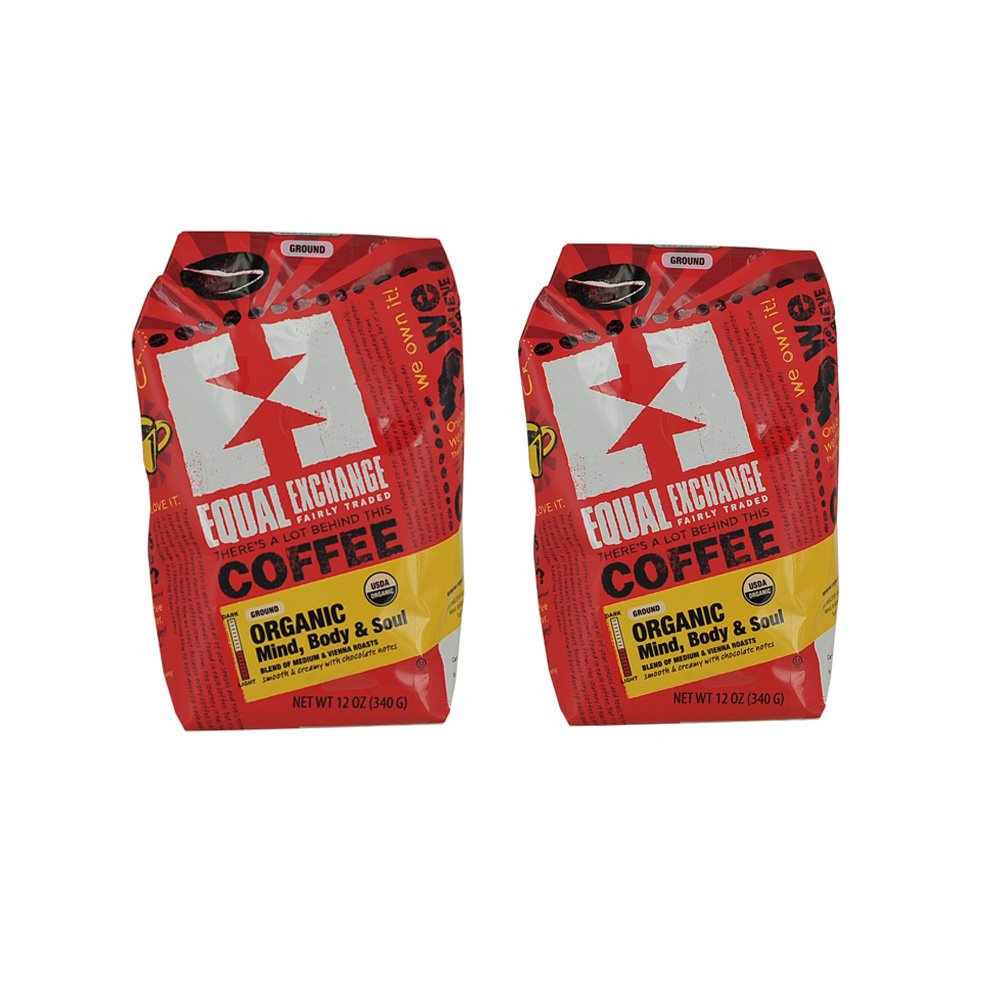 Equal Exchange Organic Coffee, Mind Body Soul, Ground, Bags (Pack of 2)