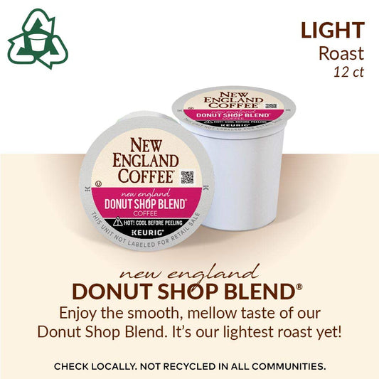 New England Coffee New England Donut Shop Blend Light Roast K-Cup Pods 32 ct. Box
