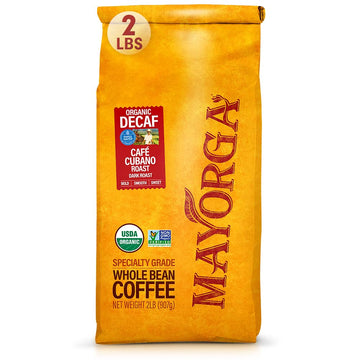 Mayorga Decaf Dark Roast Coffee, bag - Swiss Water Decaffeinated Café Cubano Coffee Roast - 100% Arabica Whole Coffee Beans - Smoothest Organic Coffee - Specialty Grade, Non-GMO, Direct Trade