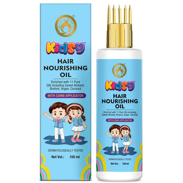 Mom & World Kidsy Hair Nourishing Oil With Comb Applicator for Kids, Dermatologically Tested, Enriched With 11 Pure Oils