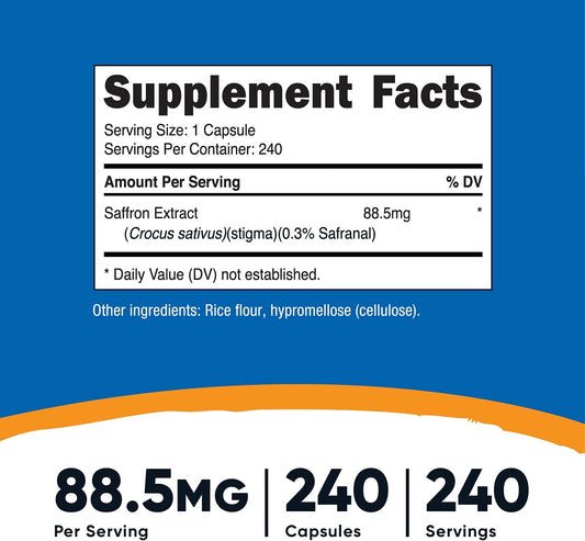 Nutricost Saffron Extract 88.5mg, 240 Capsules - Veggie Caps, Non-GMO, Gluten Free
