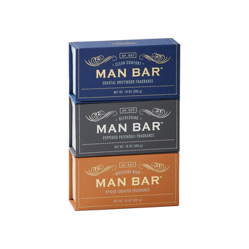 San Francisco Soap Company Man Bar 3-Piece Gift Set featuring all new scents: Coastal Driftwood, Peppered Patchouli, and Spiced Tobacco - GREAT GIFT - No Harmful Chemicals - Good for All Skin Types - Made in the USA