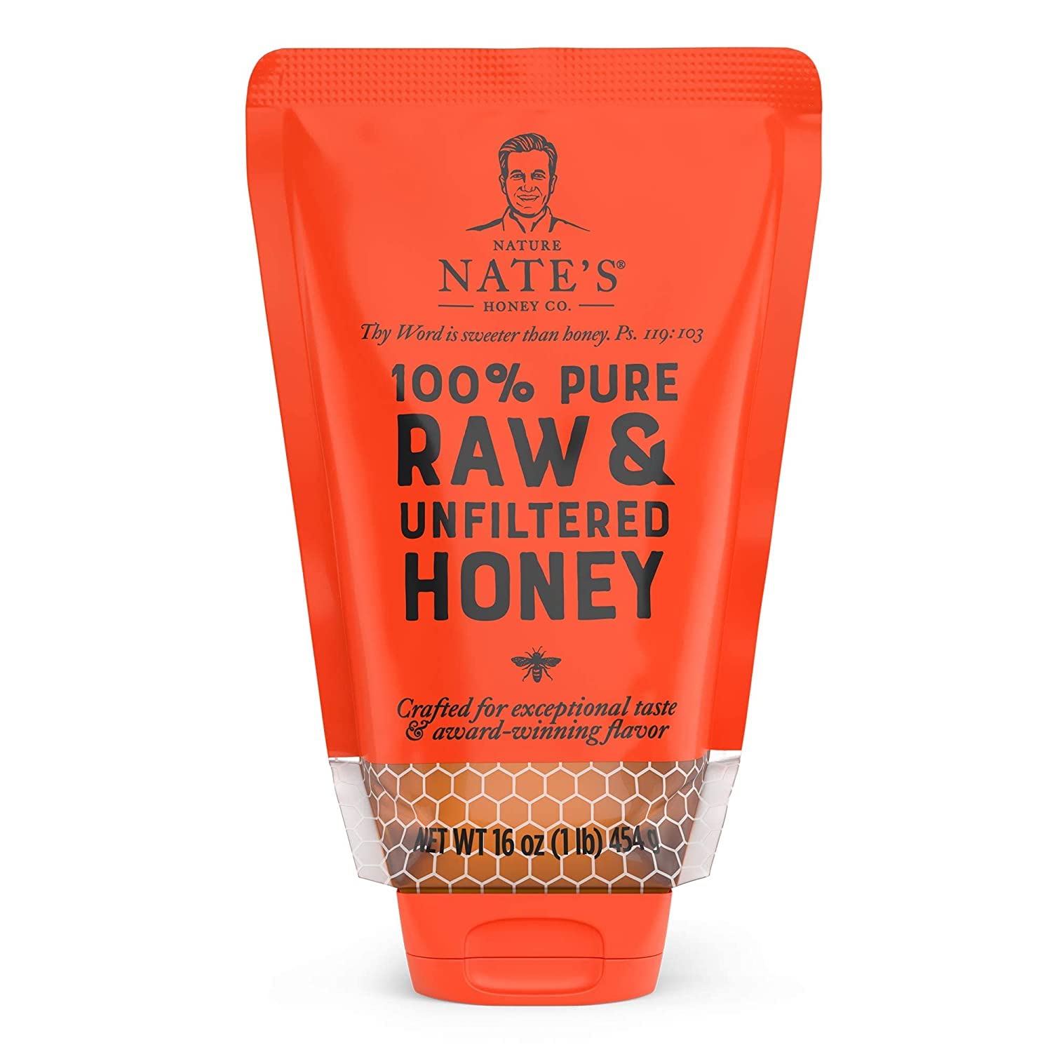 Nature Nate'S 100% Pure, Raw & Unfiltered Honey, No-Drip Sustainable Squeeze Pouch; Purity Guarantee, No Additives, 16 O