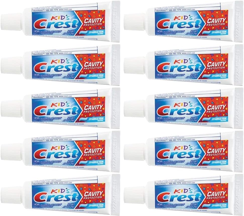 Crest Kids Cavity Protection Toothpaste, Sparkle Fun, Travel Size 0.85  (24g) - Pack of 10