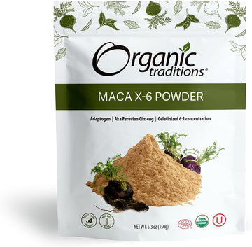 Organic Traditions Maca X-6 Black and Red Powder - 5.3oz - Gelatinized
