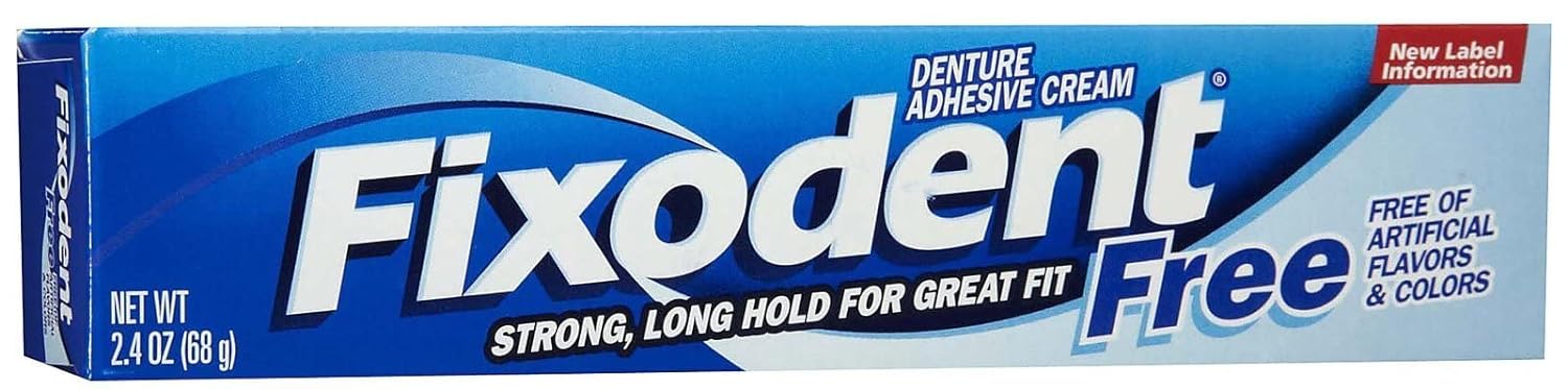 Fixodent Denture Adhesive Cream, Fixodent Free, 2.4