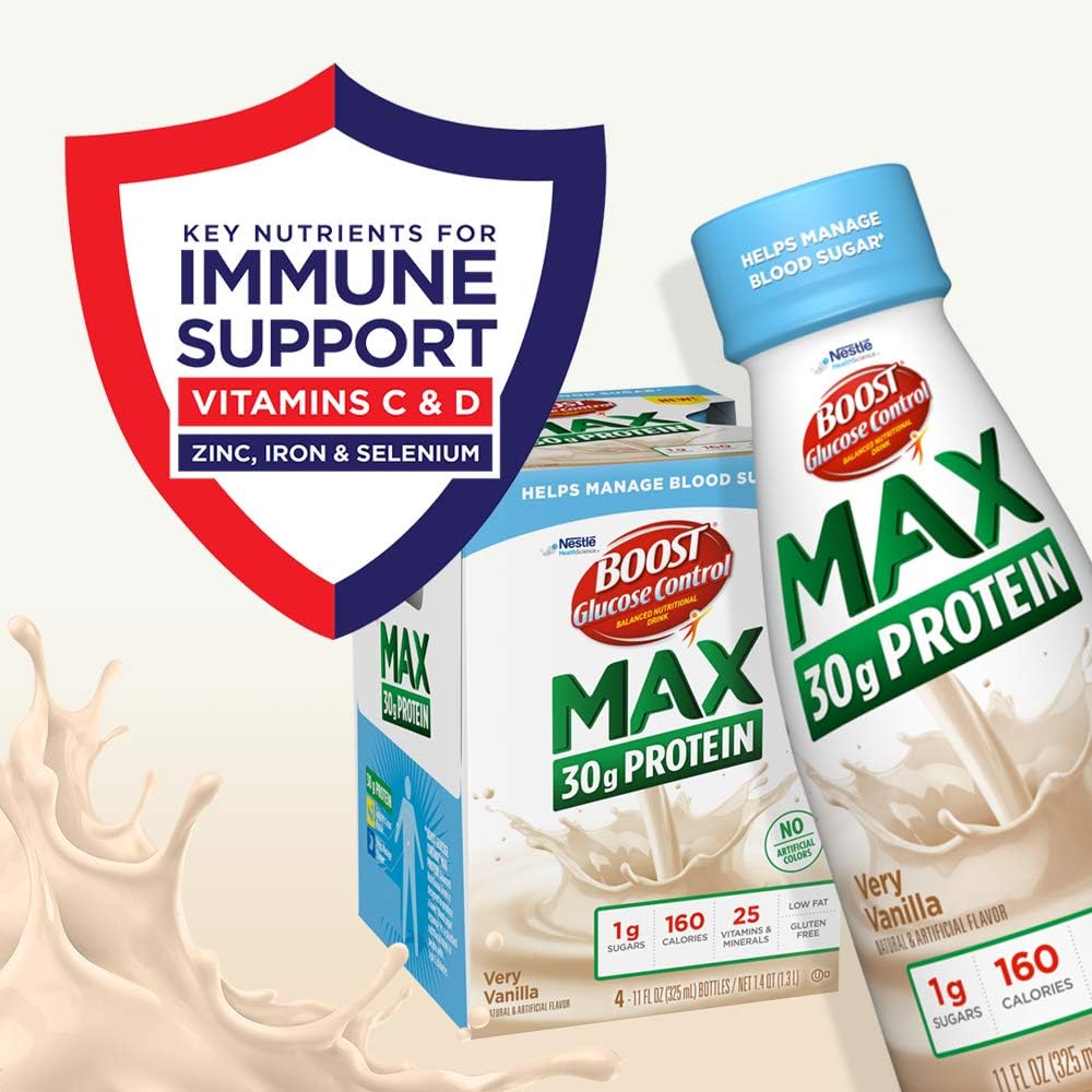 BOOST Glucose Control Max 30g Protein Nutritional Drink, Very Vanilla,