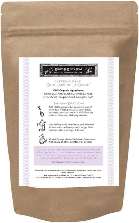 Birds & Bees Teas - Organic Lactation Tea - Our Lady of La Leche Breastfeeding Supplement & Lactation Supplement to Boost Supply of Mother's Milk with Organic Herbs, 40 Servings