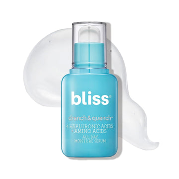 Bliss Drench & Quench Daily Hydrating Serum - 1   - 4 Types of Hyaluronic Acid - Deeply Moisturizes Skin for All-Day Hydration - Clean - Vegan & Cruelty-Free