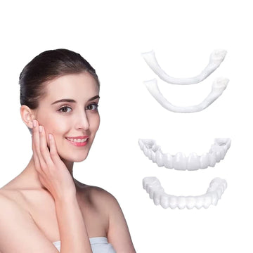 Fake Teeth, 2 PCS Veneers Teeth for Women and Men, Dental Veneers for Temporary Tooth Repair Upper and Lower Jaw, Protect Your Teeth and Regain Confident Smile, Bright White-AA07