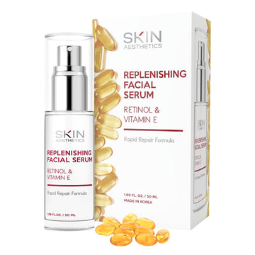 Skin Aesthetics Retinol and Vitamin E Face Serum - Diminishes Blemishes, Wrinkles & Fine Lines, Moisturizing & Anti-aging Facial Serum - Cruelty Free Korean Skincare For All Skin Types - 1.69 .