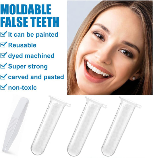 Tooth Repair Kit, Temporary Teeth Replacement Kit - Moldable Thermal Fitting Beads for Filling Fix Missing and Broken Tooth or Adhesive Denture Fake Teeth