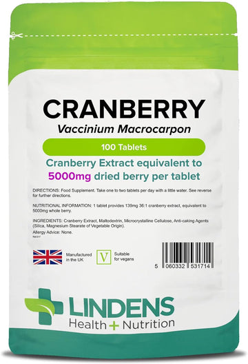 Lindens Cranberry Juice 5000mg Tablets - 100 Pack - Easy Way to Work C35 Grams