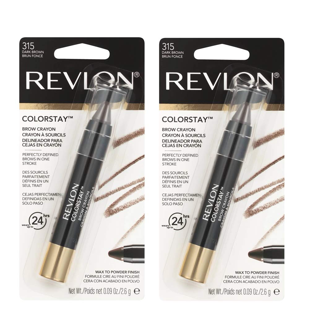 Pack of 2 Revlon Colorstay Brow Crayon, Dark Brown (315)
