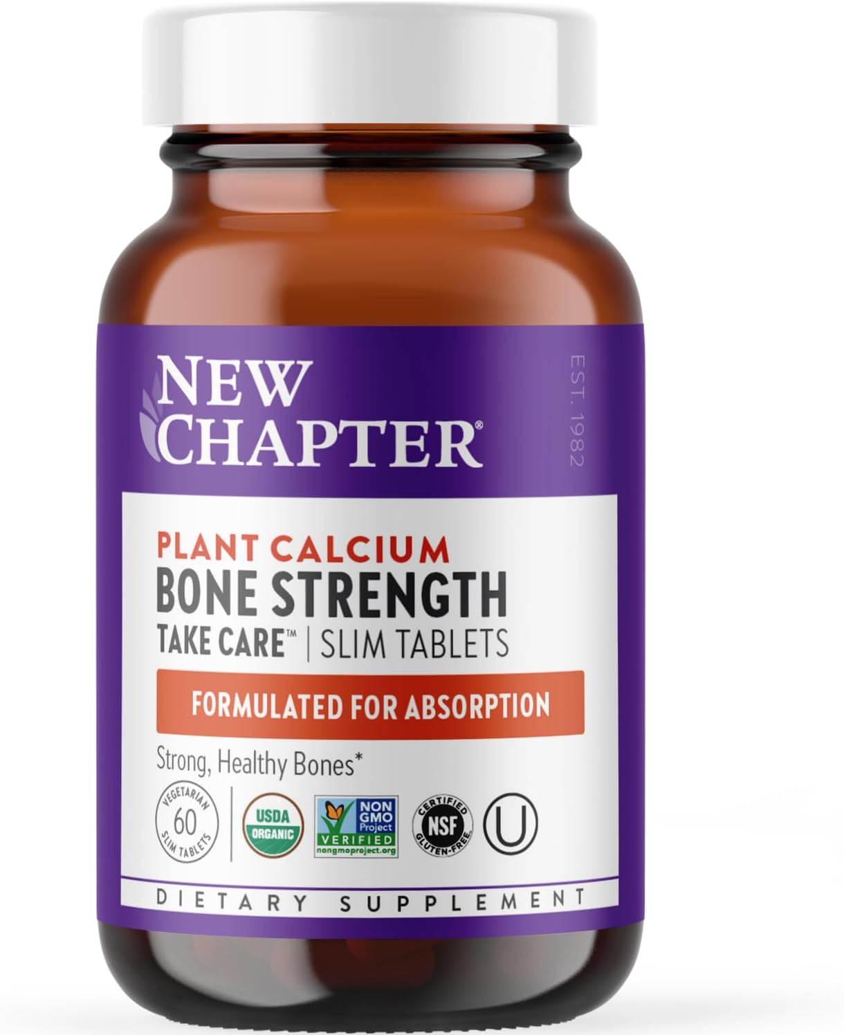 New Chapter Calcium Supplement - Bone Strength Organic Red Marine Algae Calcium - with Vitamin D3+K2 + Magnesium, 70+ Tr