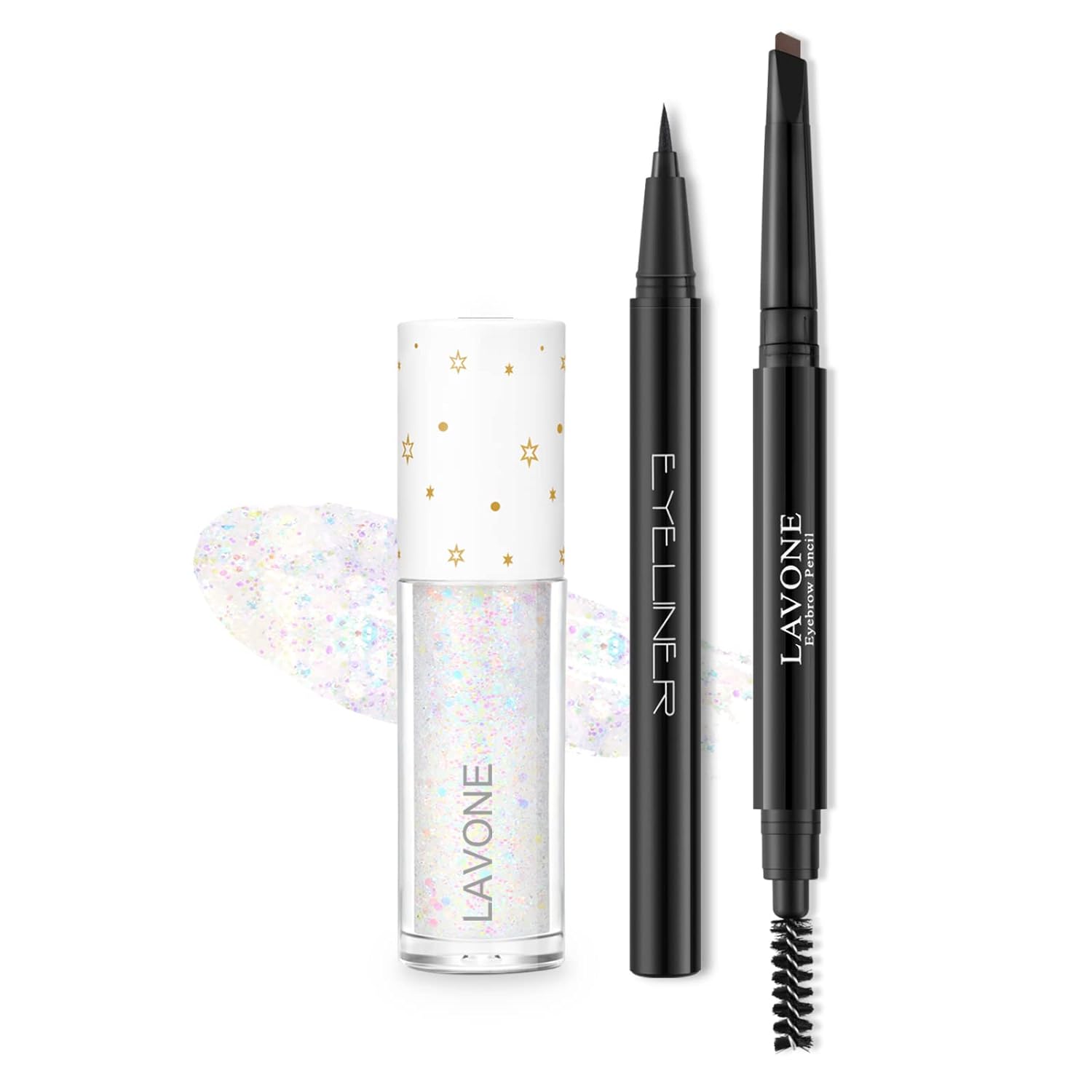 Eyeshadow Makeup Brow Pencil Kit for Eyebrows - Eyebrow Makeup Kit with Waterproof Eyebrow Pencil, Eyeliner, Liquid Glitter Eyeshadow. Korean Makeup Under Eye Shadow Bling,Pigmented,Long Lasting,Quick Drying - Galaxy 01