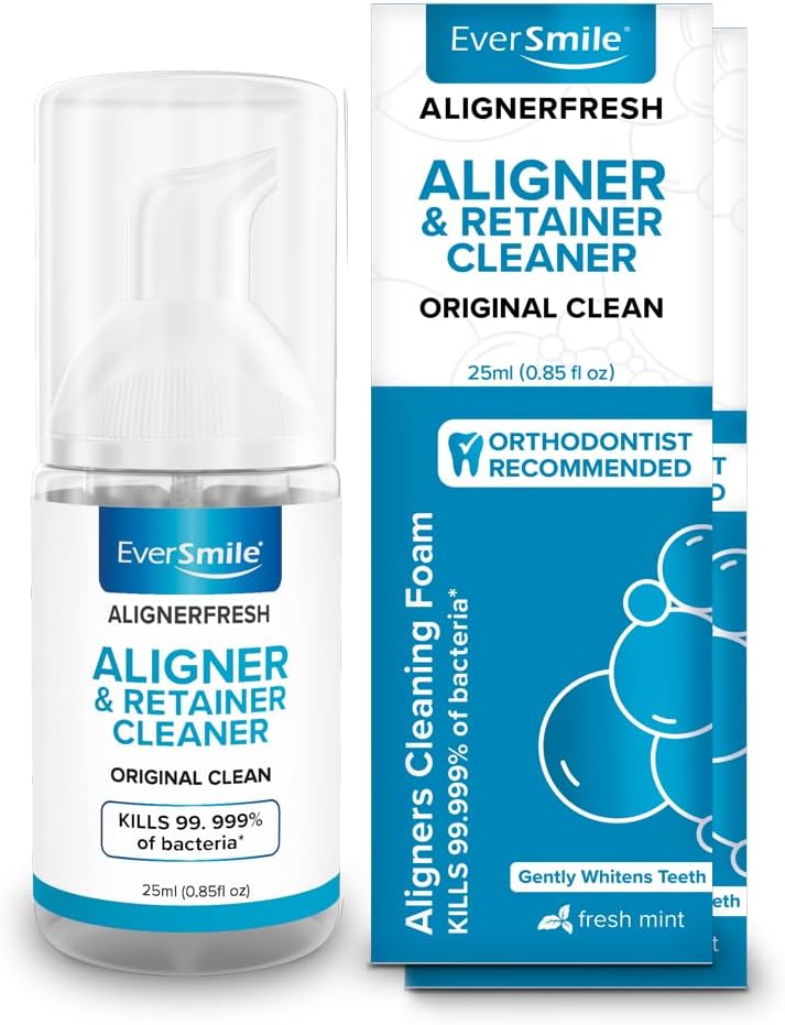 EverSmile AlignerFresh Original Clean - AlignerFresh Cleaning Foam for Invisalign & Clear Trays/Aligners. Cleans, Kills Bacteria, Whitens Teeth & Fights Bad Breath (2 Pack - 25 )