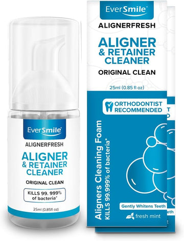 EverSmile AlignerFresh Original Clean - AlignerFresh Cleaning Foam for Invisalign & Clear Trays/Aligners. Cleans, Kills Bacteria, Whitens Teeth & Fights Bad Breath (2 Pack - 25 )