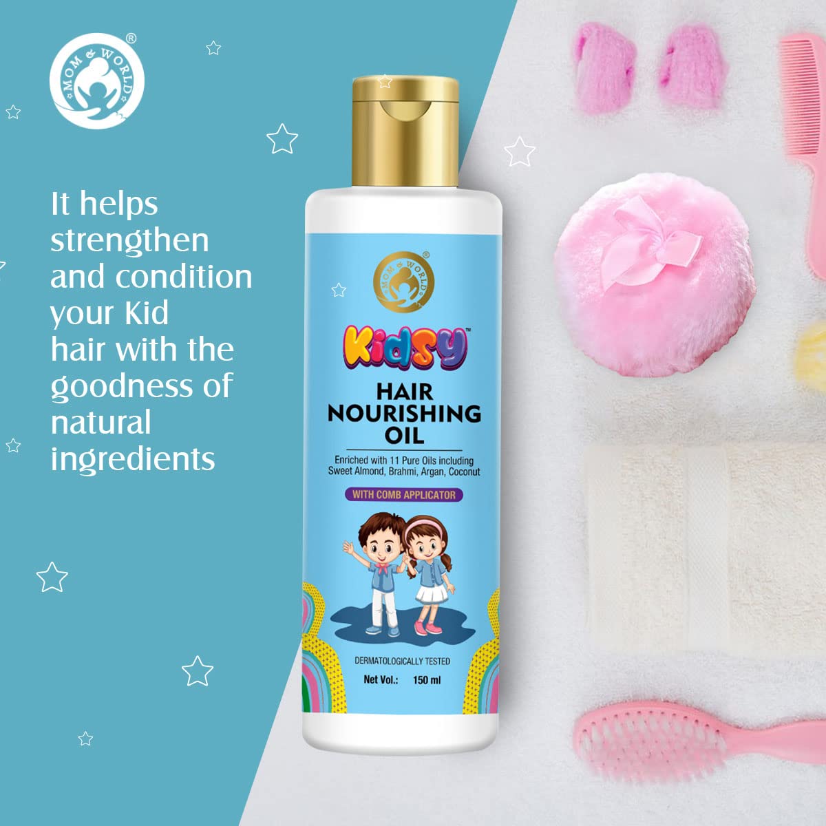  Mom & World Kidsy Hair Nourishing Oil With Comb Applicator 