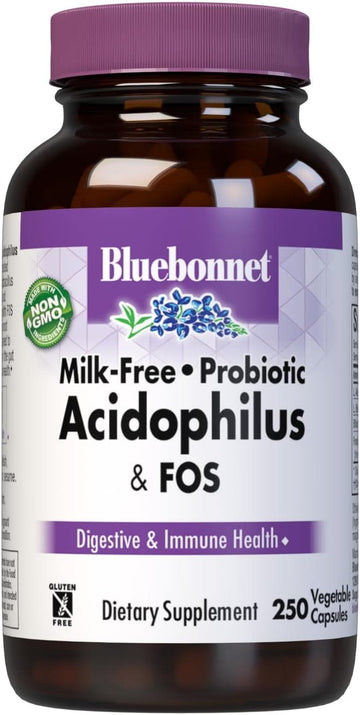 BlueBonnet Probiotic Acidophilus Plus FOS Vegetarian Capsules, 250 Cou13.6 Ounces