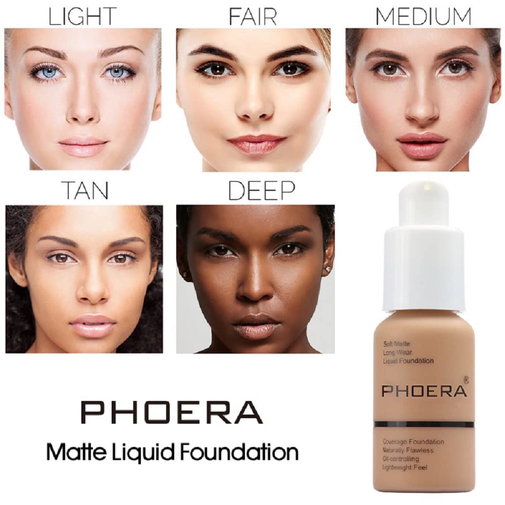 2 Pack PHOERA Foundation,Matte Oil Control Concealer Foundat